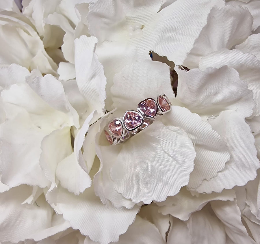 Anello in Argento 925 con Cuori e Zirconi | Eternity Romantico Donna
