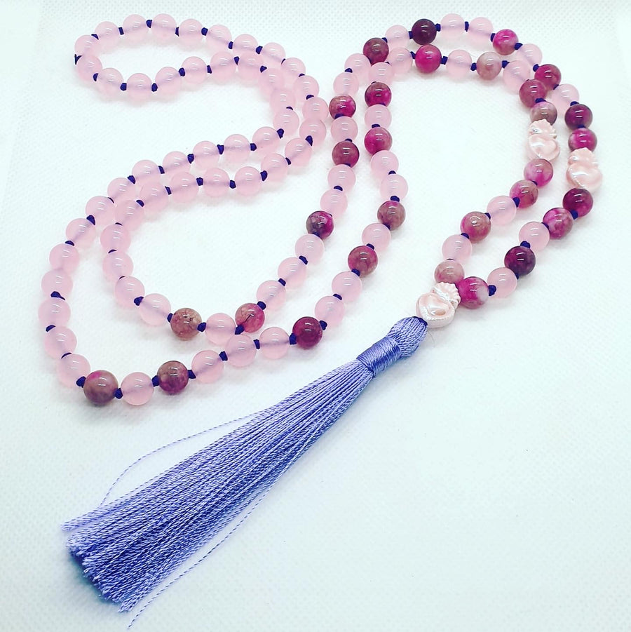 Mala Tibetano in Quarzo Rosa